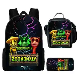 3Pcs Set Zoonomaly School Backpack with Lunch Bags ,Pencil Case,Light Weight and Durable Children Cartoon Backpack Best Gift