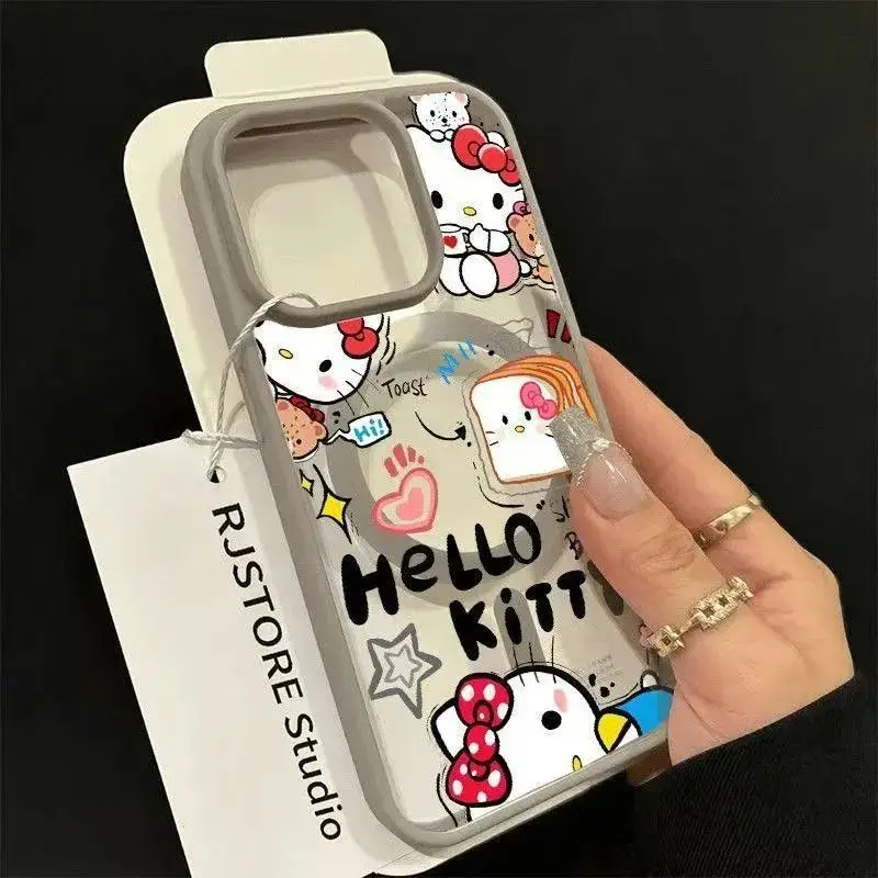 Creative mobile phone case protective cover for iPhone 17 16 15 14 13 Pro Max cute cartoon cat pattern magnetic soft shell gift