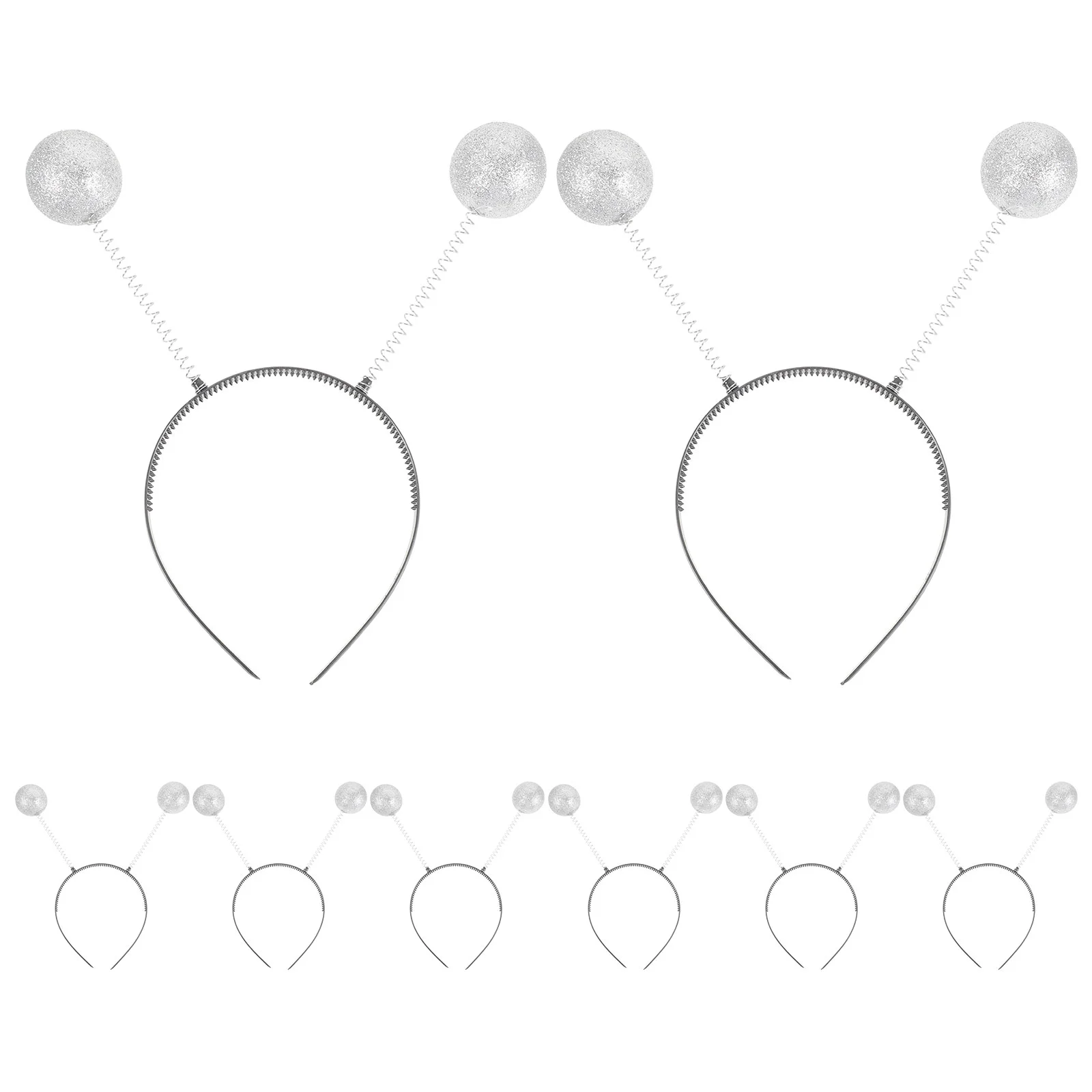 

Pom Foam Ball Headband Hair Ribbons Party Hoops Accessories Glitter with Balls Silver Pompom Hairband Miss