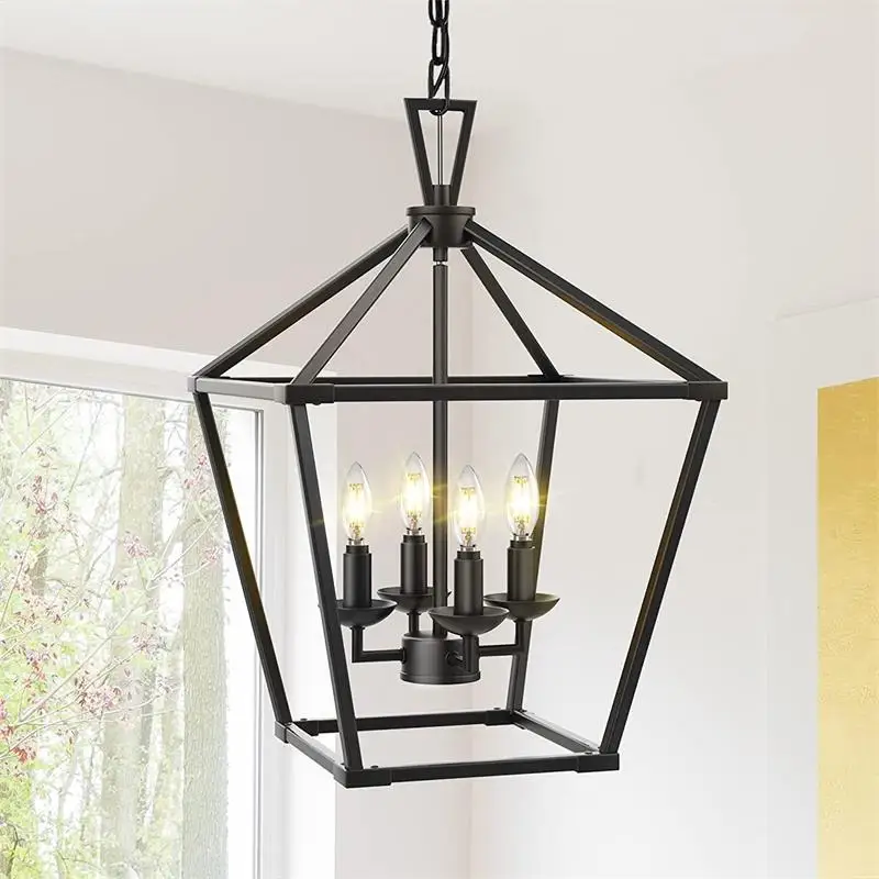 

Chandelier dining room n simple retro creative iron black lantern living room Amazon bedroom lamp