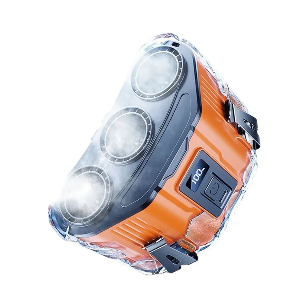 Waist Mount For Mini Fan for Outdoor Activities Featuring 3 Air Outlets Rechargeable Battery ABS and Metal Build