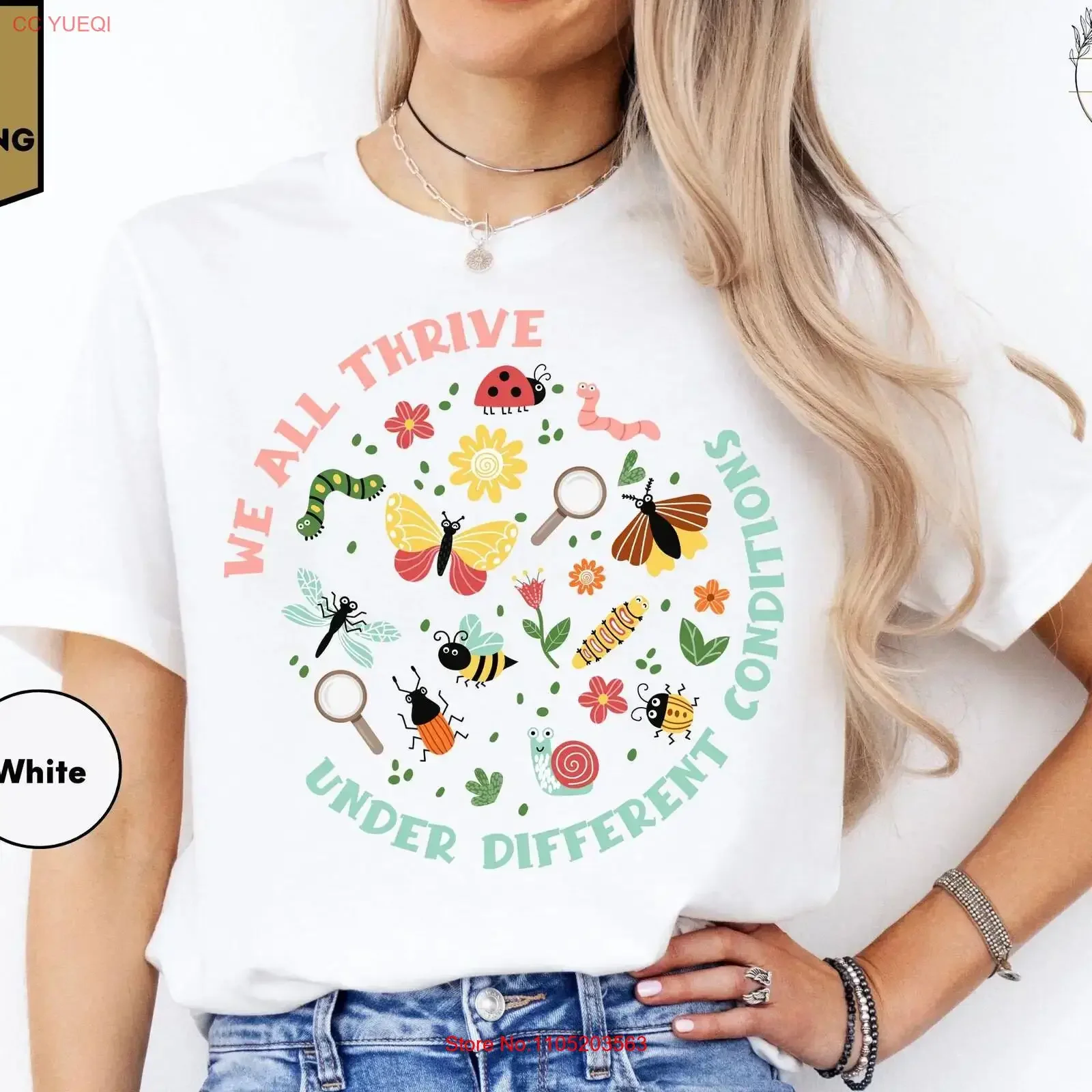 We All Thrive Under Different Conditions T Shirt Mental Health Awareness Autism Mom Special Education vintage Washed Stretched