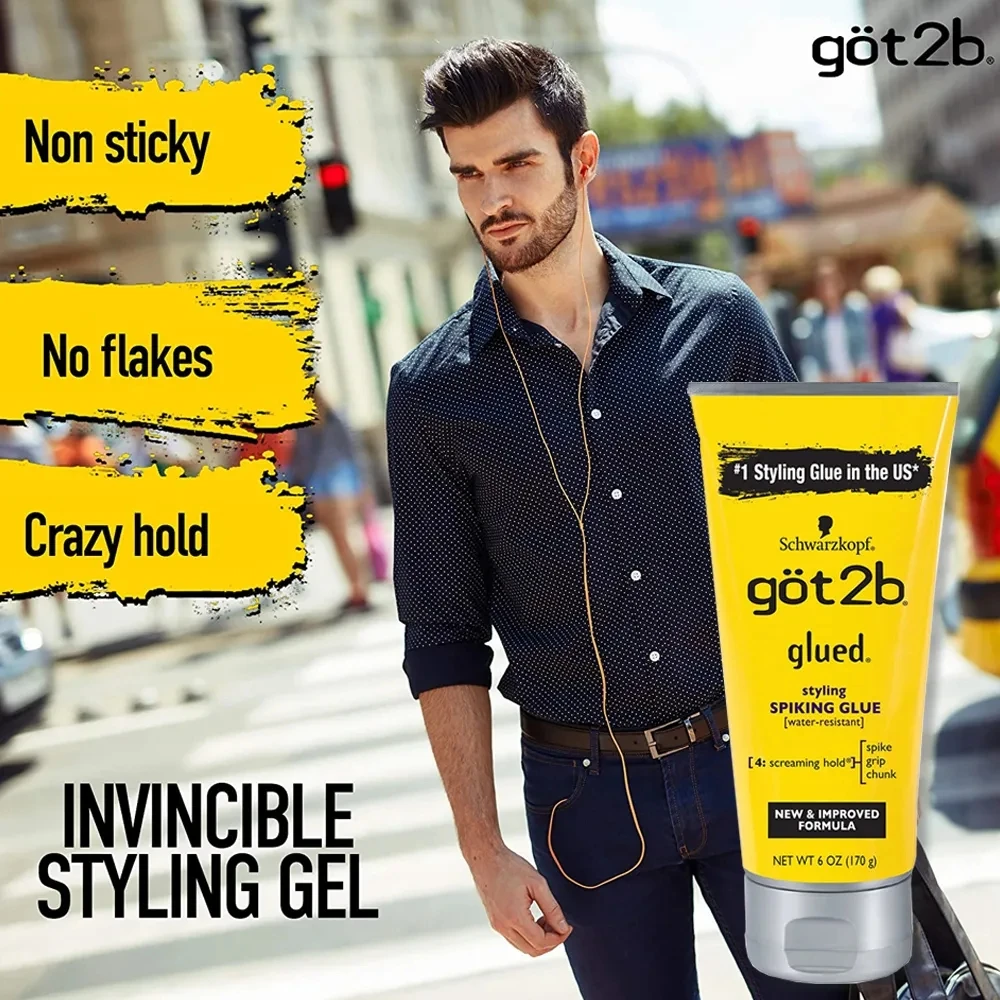 Got2B Glued Spiking Glue Hair Gel Water Resistant Strong Hold for Up to 72 Hours Use for Screaming Hold Spike Grip Chunk 35Gg150