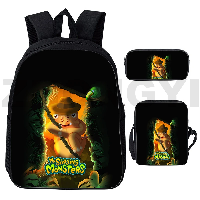 Game My Singing Monsters School Backpack for Primary Students 3D Cartoon Pencil Case Fashion Crossbody Bags Laptop Travel Bag