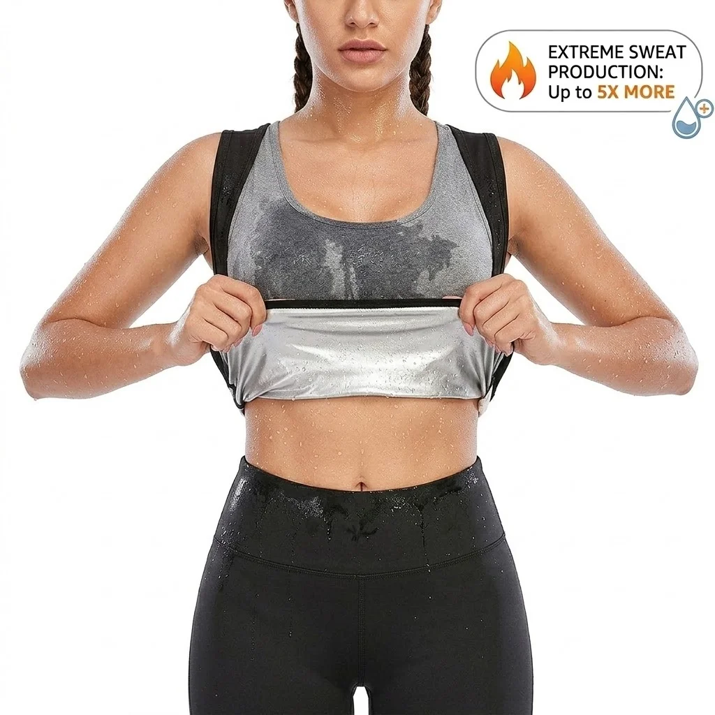 

Sauna Shirt for Women Weight Loss Vest Sweat Suit for Women Body Shaper for Slimming Waist Trianer Workout Shapewear