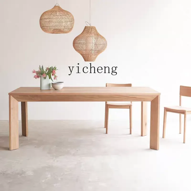 ZZk Rectangular Solid Wood Dining Table Household Small Apartment Dining Table Modern Simple Long Table Workbench