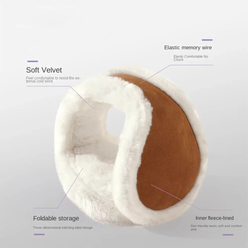 Confortável engrossar pelúcia inverno earmuffs cor sólida proteção contra frio velo orelha muffs anticongelante protetor de orelha de pelúcia masculino