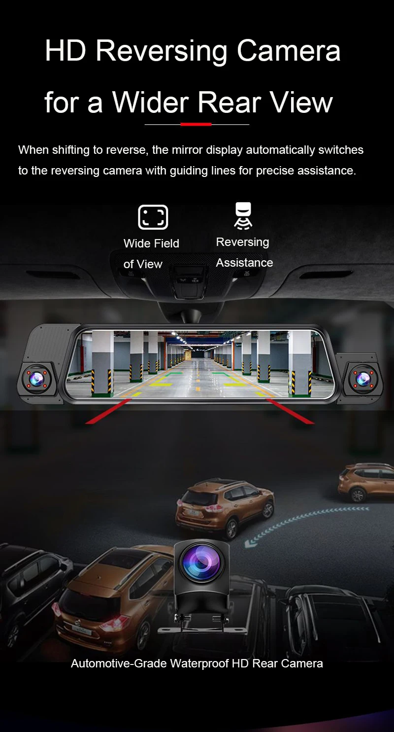 Streaming-Dashcam mit 4 Linsen, Voll-Touchscreen, App-Steuerung, 24-Stunden-Parkmodus, Nachtsicht, Bewegungserkennung, G-Sensor, Zeitraffereffekt, Privatsphäre-Aufzeichnung – Detail 16