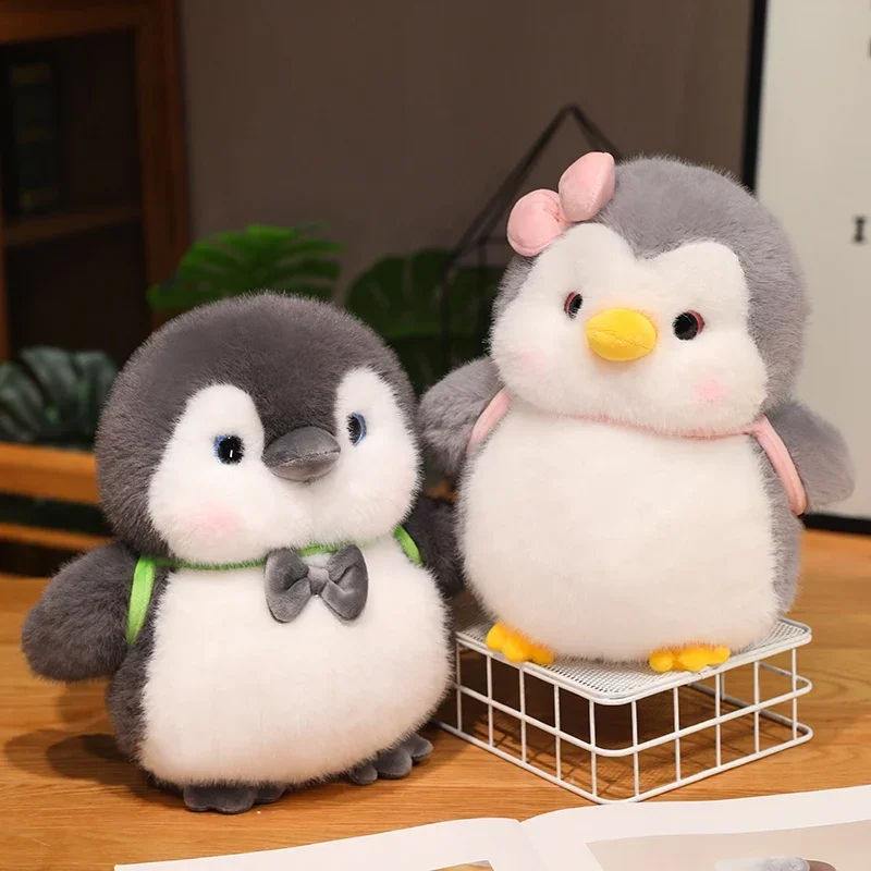 Juguetes de peluche de pingüino de dibujos animados, almohada de pingüino de pareja encantadora, muñecas de animales suaves de peluche Kawaii, decoración de habitación, regalo de cumpleaños para niños