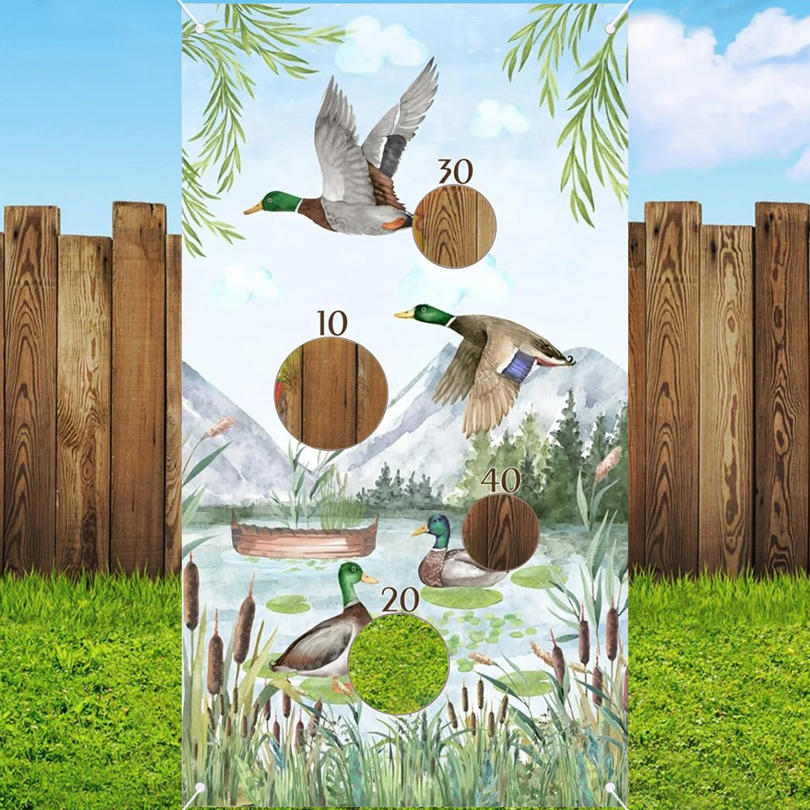 ألعاب الرمي لموضوع صيد البط، لعبة رمي حقيبة الفول للأولاد والبنات، لافتة خلفية لألعاب الرمي ذات موضوع مالارد للاستخدام الداخلي والخارجي #1