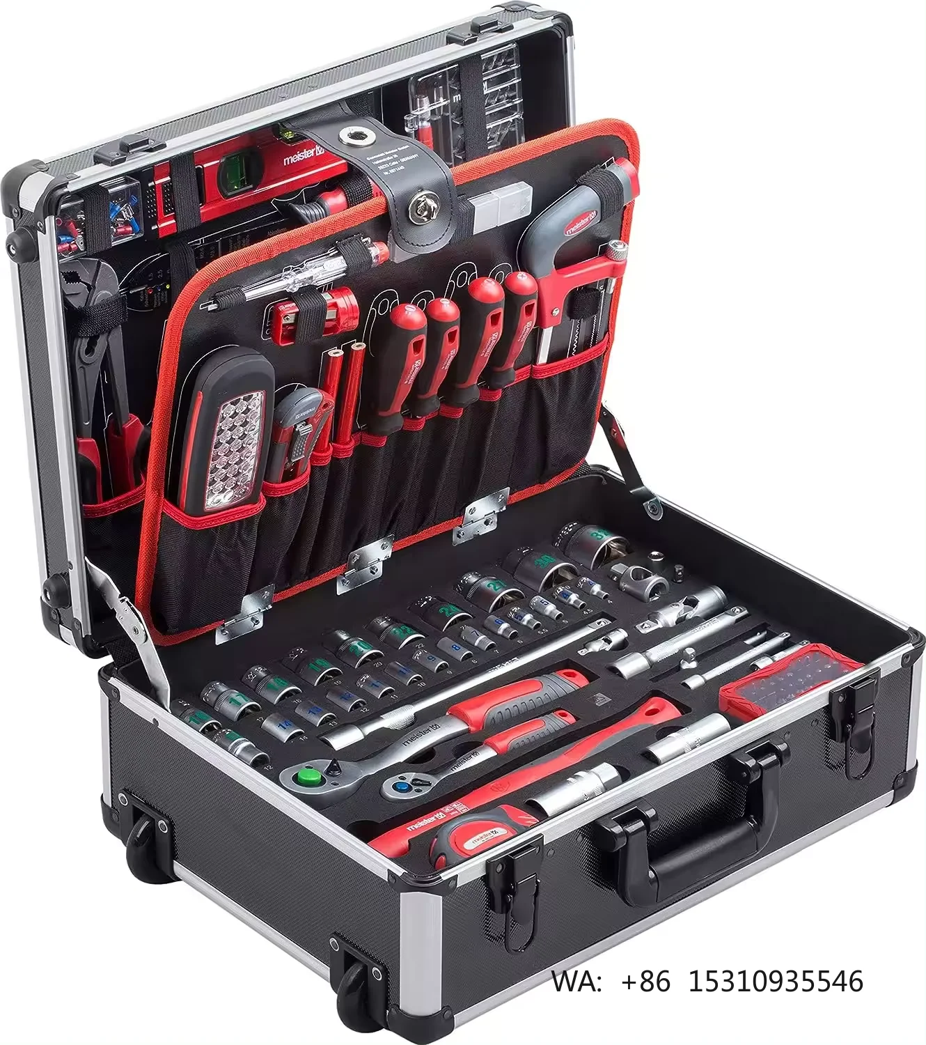 156-Piece Hardware Tool Cabinet  Vehicle Repair Tool Box Set with Spanner Socket Wrench Kit for Home Garage