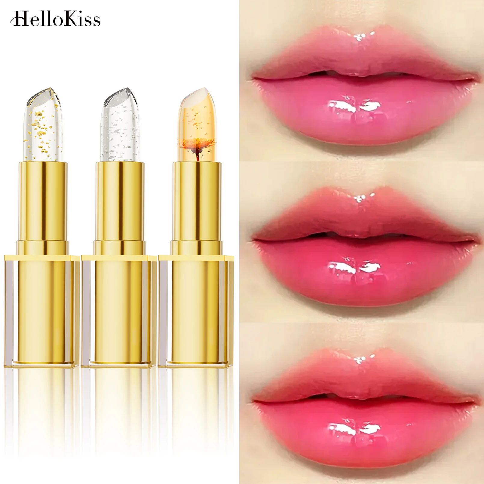 Color Changing Jelly Lipstick, Transparent Crystal Pearlescent Lip Balm, Waterproof, 24H Long Lasting Moisturizing Lip Cosmetics