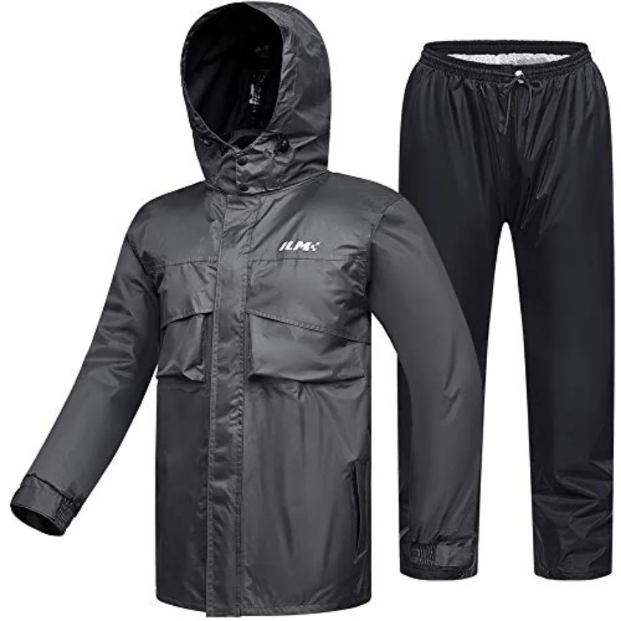

Motorcycle Rain Suit for Men Waterproof Resistant Raincoat 6 Pockets 2 Pieces Packable Rainwear Jacket and Pants Model RS02