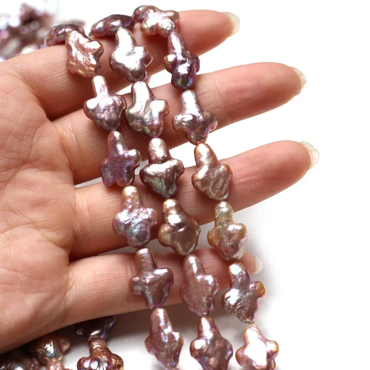 

12x16mm5A pretty Clean Texture Natural Freshwater Pearl Baroque Purple Cross Bead Jewelry Make DIY Necklace Bracelet Accessories