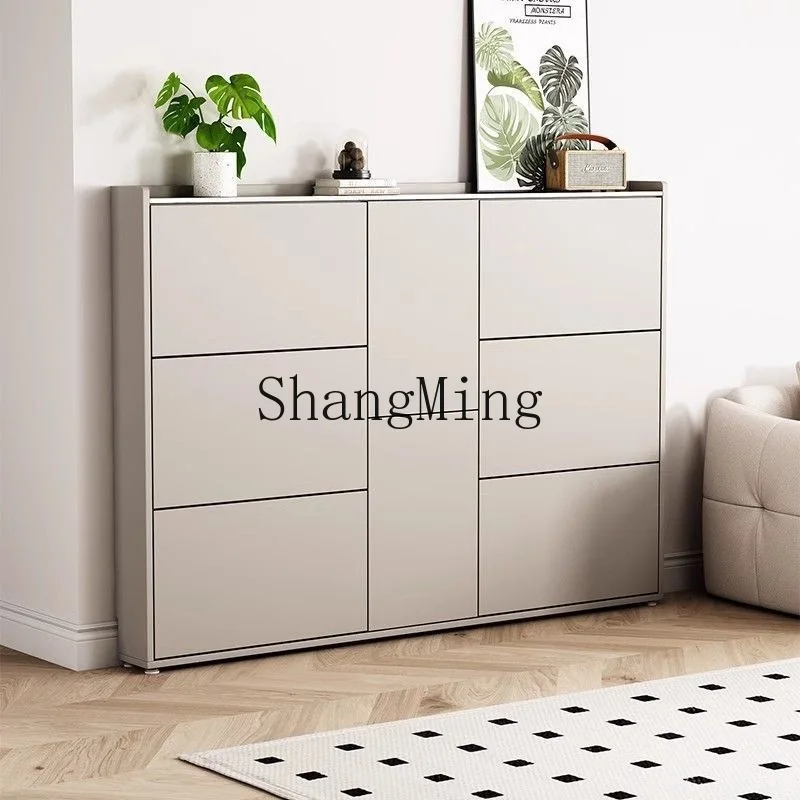 

ZYY rock slab extremely narrow entrance household door solid wood tipping bucket type large-capacity storage shoe cabinet