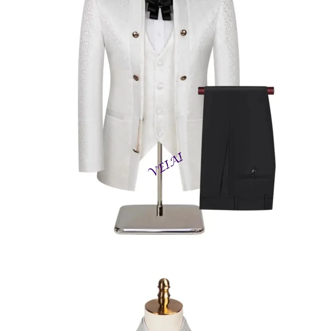 

Customized New Wedding Host Performance Men's Suit Dress Three-piece Botanical Floral Pattern Blazer for Men with Pants and Vest