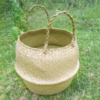 Beach Bag Seagrass Woven Planter Storage Baskets Laundry Wooden Handmade Flower Pot