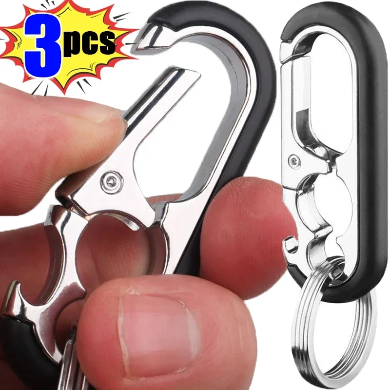 1/2/3pcs Creative Car Keychains Men Stainless Steel Keyring Holder Connect Buckle Key Chain Metal Bottle Opener Key Rings