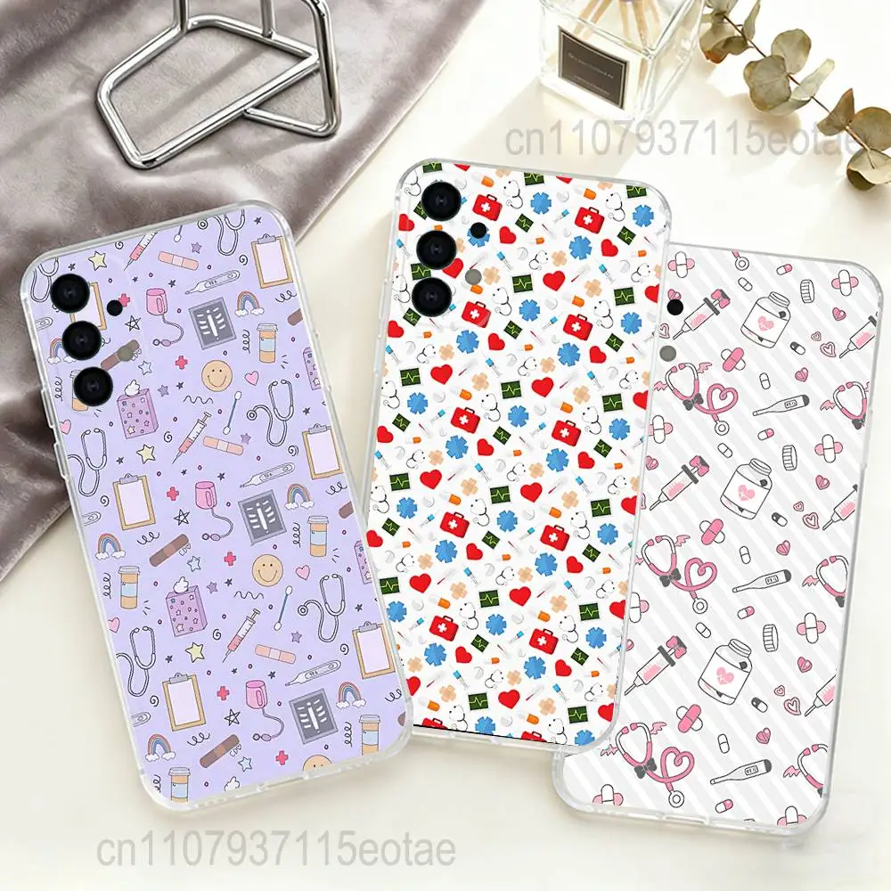 

Medicine Doctor Nurse Cartoon Clear case suitable for Samsung S30,S25,S24,S23,S21,S22,S20,S10,5G,FE,lite,PIus,Ultra Transparent