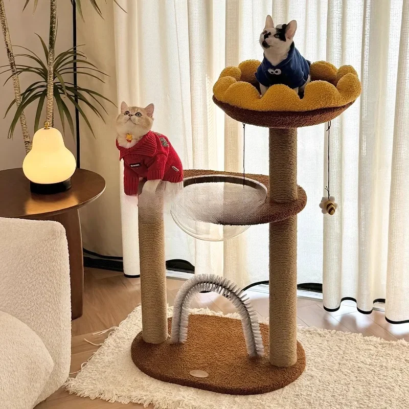 

DUNDUN Integrated Multifunctional Sunflower Cat Climbing Frame Space Capsule Frame Wooden Cat Nest Cat Tree Pet Supplies