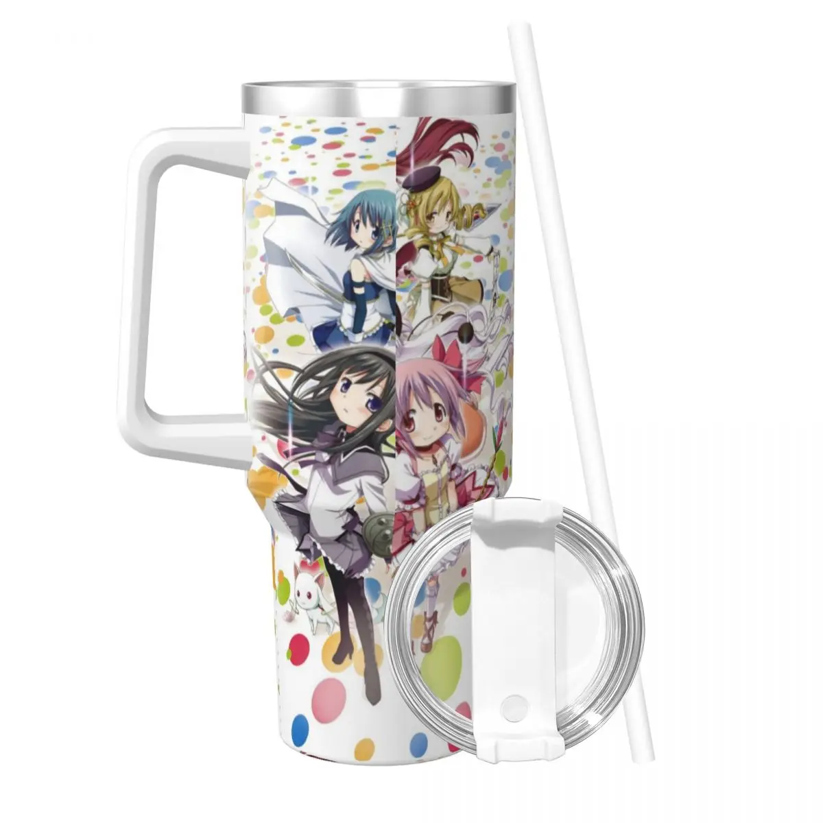 Puella Magi Madoka Magica 40 oz Tumbler with Handle and Straw Lid Stainless Steel Insulated Tumblers Travel