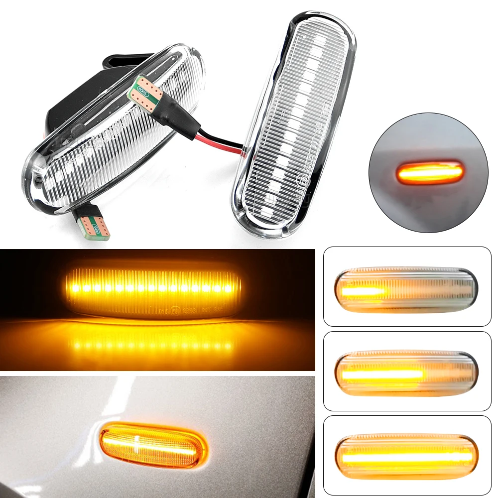 Sinal de giro LED dinâmico, Luz Marcadora Lateral, Lâmpada Repetidora, Fiat Panda 169 Grande Punto Inkl Evo Doblo Fiorino Linea Idea, 2pcs