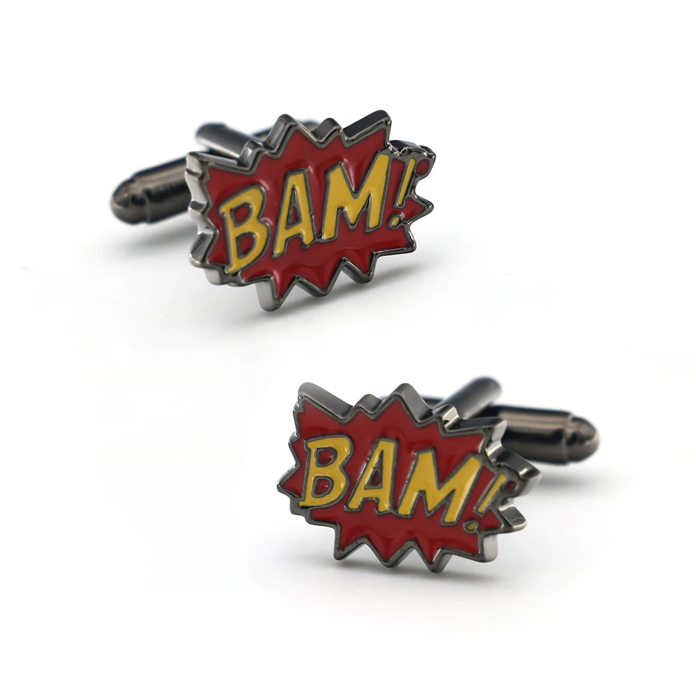 Gemelli per film di cartoni animati da uomo colore rosso BAM Design qualitร materiale in rame gemelli moda all\'ingrosso e al dettaglio