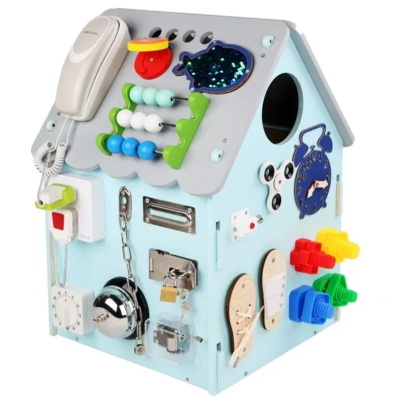 Игрушки Монтессори, занятая доска, занятый домиком, детские развивающие игрушки для детей 0-12 месяцев, обучение жизненным навыкам, деревянная игрушка для детей 1-2 лет Игрушки Монтессори, занятая доска, занятый домиком, детские развивающие игрушки для детей 0-12 месяцев, обучение жизненным навыкам, деревянная игрушка для детей 1-2 лет