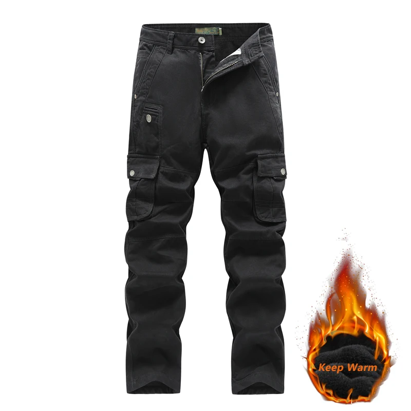 Pantalon décontracté à manches droites pour hommes avec poches, Fjoptics en peluche, Isolation anti-oxydants, Mode grand 42, Vêtements de travail, Nouveau