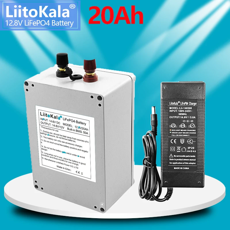 LiitoKala 12V 20Ah LiFePo4 Battery Lithium Iron Phosphate 12V 24V LiFePo4 Rechargeable Battery for Kid Scooters Boat Motor