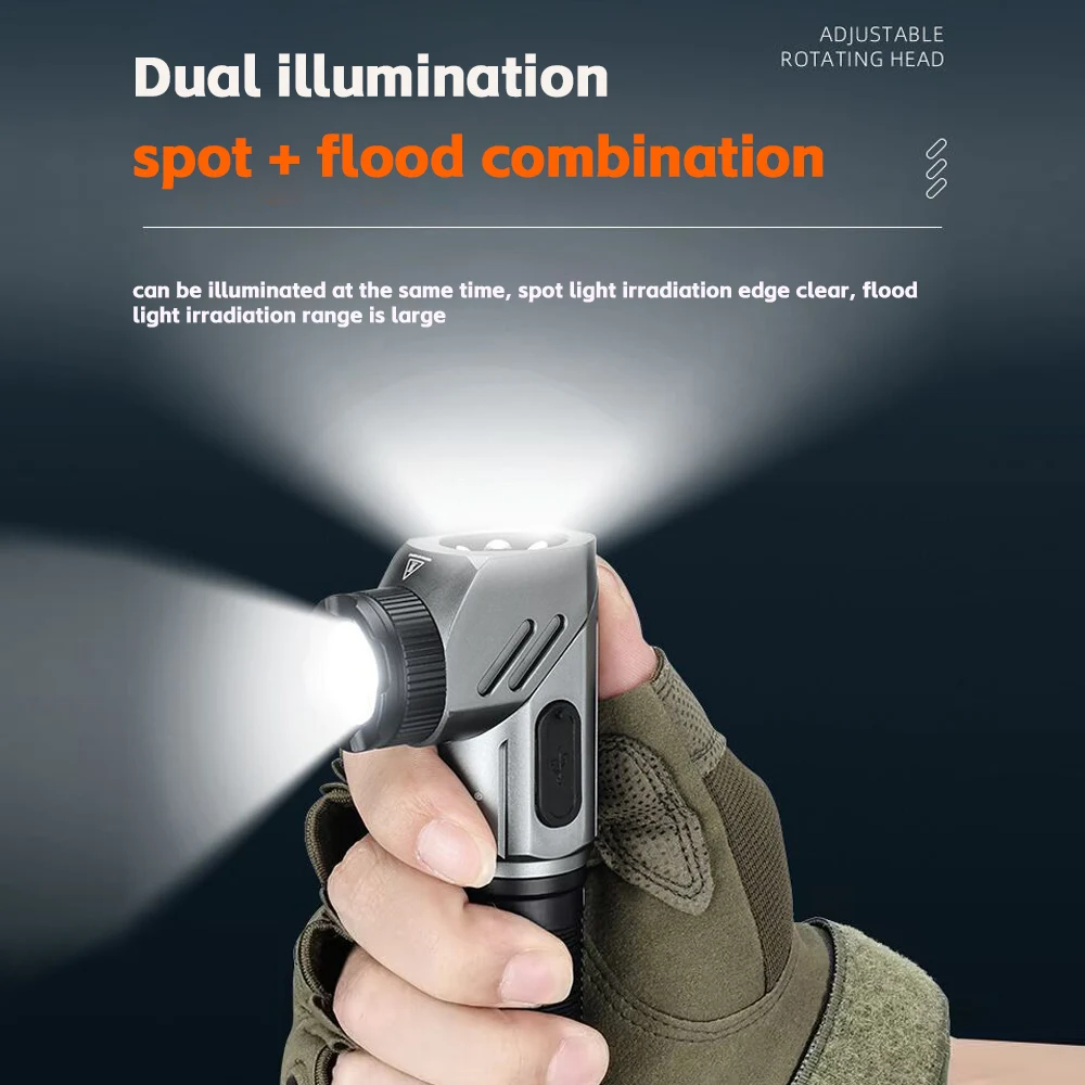 Powerful T6+COB LED Flashlight 4 Mode 90° Foldable Work Light LED Inspection Light Tactical Torch With Magnetic Tail For Camping