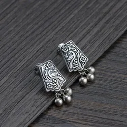 Phoenix flower round bead fringed earrings Chinese style elements court retro temperament elegant antique jewelry
