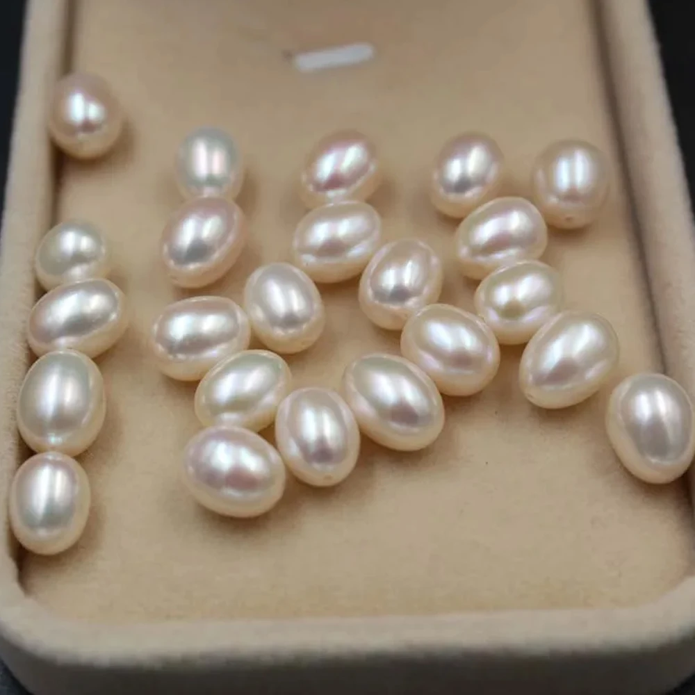 AAA Natural Freshwater Pearls Bead Rice Shape Half Hole Pearl Loose Spacer Beaded for Making DIY Jewerly Necklace Earrings 6-7mm