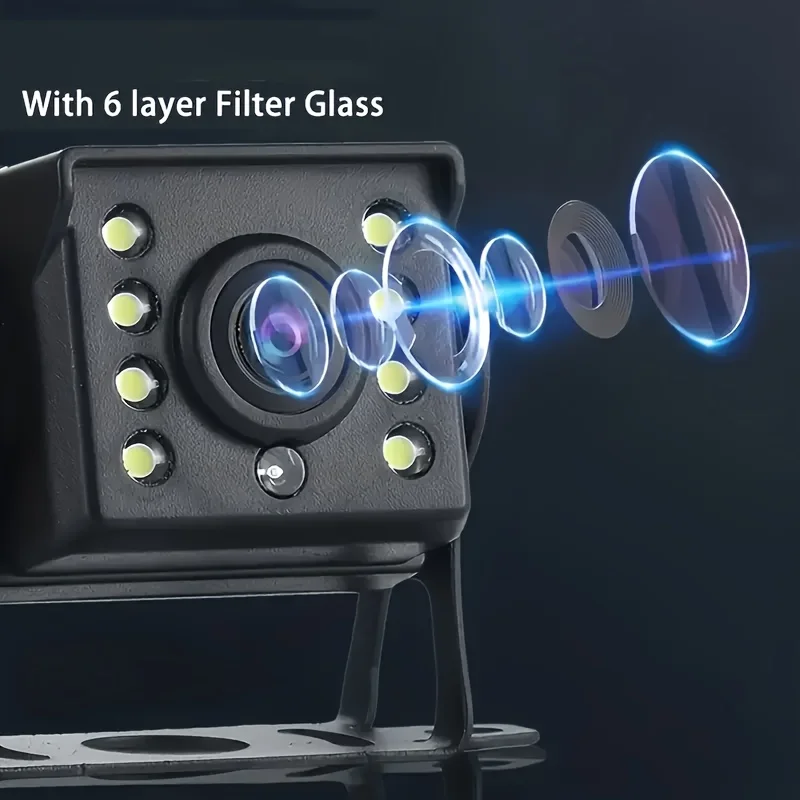 كاميرا الرؤية الخلفية 7 بوصة سلكية شديدة التحمل CCD 8 LED مع كابل 4PIN 590.55 بوصة وظيفة احتياطية عكسية #6