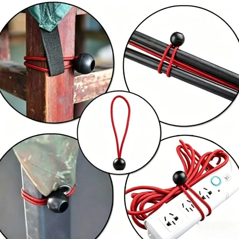 Strong Stretch Tension 20cm Camping Elastic Tie Downs 59 pcs, perfect for Outdoor Gear Securing, Red Nylon Cord Material