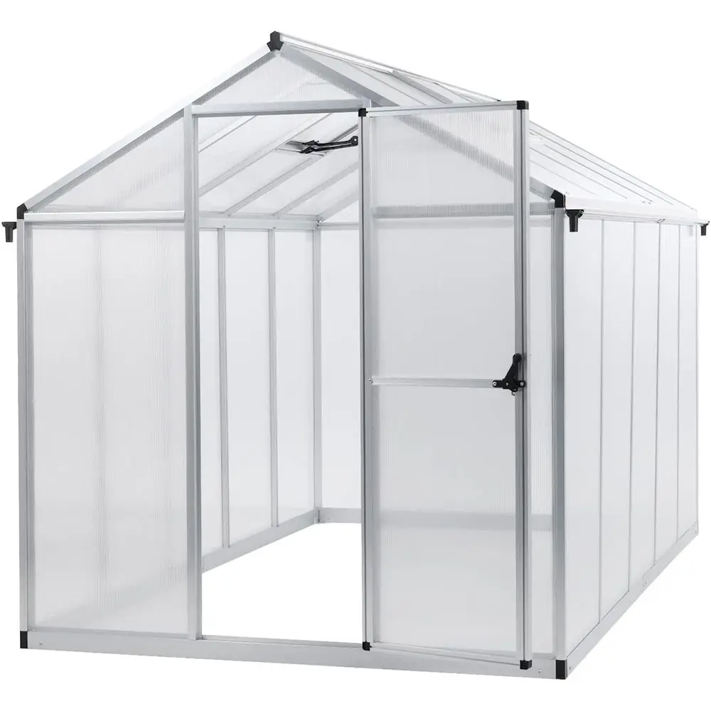 

6 x 10 ft Large Walk-in Greenhouse with Roof Vent, Ground Nails, and Lockable Door for Backyard Gardening