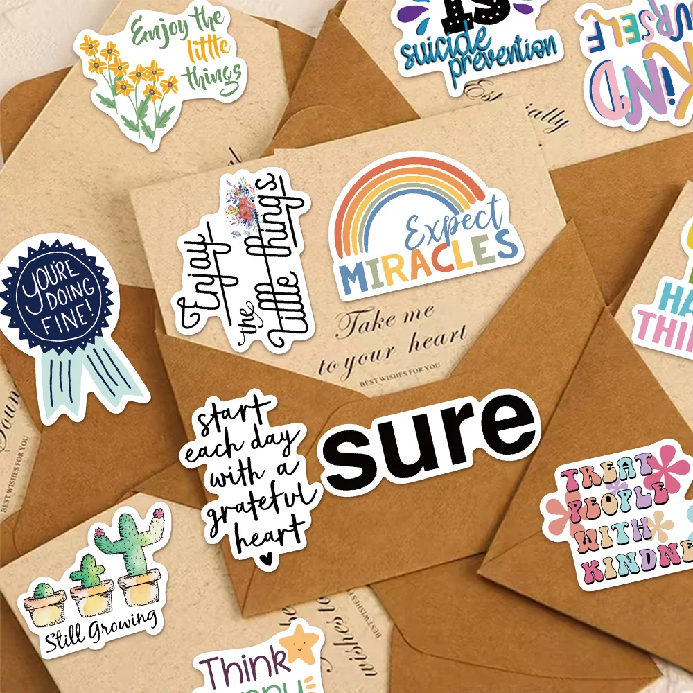 52PCS Inspirational Graffiti Stickers DIY Phone Case Laptop Water Bottle Waterproof Stickers