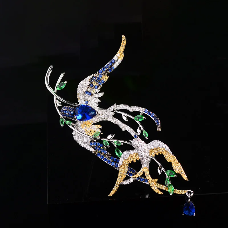 New Fashionable and Exquisite Swallow Women Brooch High-end Full Cubic Zirconia Corsage Personalized Temperament Accessories Pin