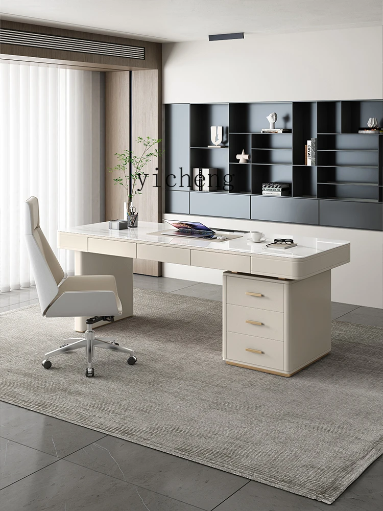 Stone Plate Desk Cream Style Beauty Salon Consulting Workbench Home Study and Bedroom Office Computer Desk