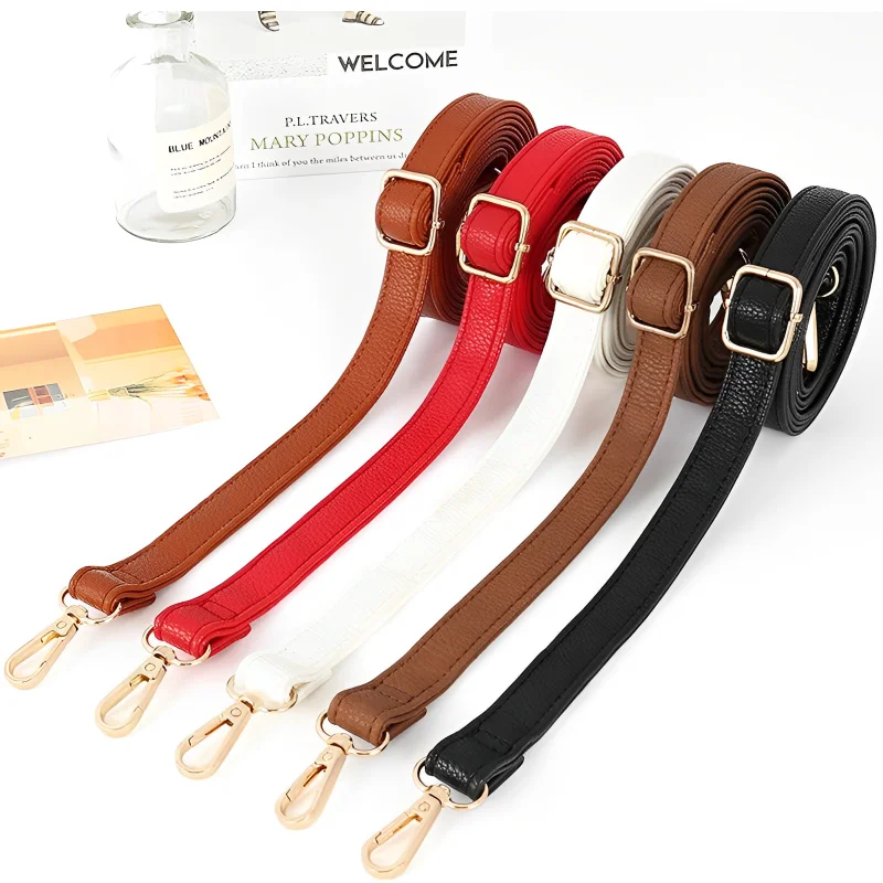 Fashion PU Leather Shoulder Strap Crossbody Bag Strap 125cm Long Double-layer Replacement Bag Belt DIY Buckle Bag Accessories