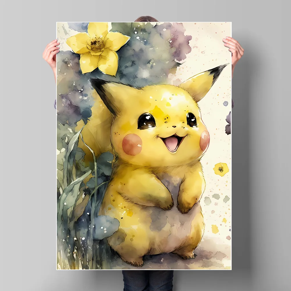 Pokemon IP - Dekoracyjna sztuka inspirowana Pokemonami Pikachu Eevee Śliczny postać Anime - Inspiracja Dekoracja ścienna do sypialni dla domów