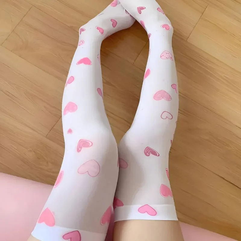 Japanse Loli Kousen Anime Halloween Lolita Bedrukt Zoete Kawaii Kousen Vrouwen Schattige Witte Strakke Hoge Kniekousen