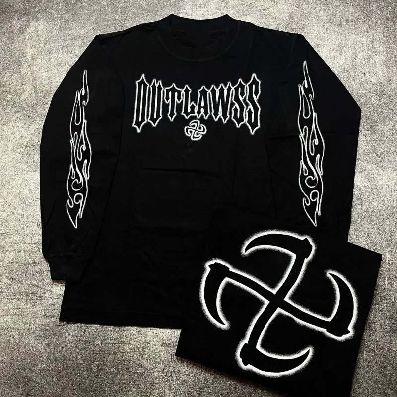 

High Street Shirts Y2K Mens Graphic Print Oversized Long Sleeve T Shirt Harajuku Gothic Round Neck Long Sleeve Tops Unisex