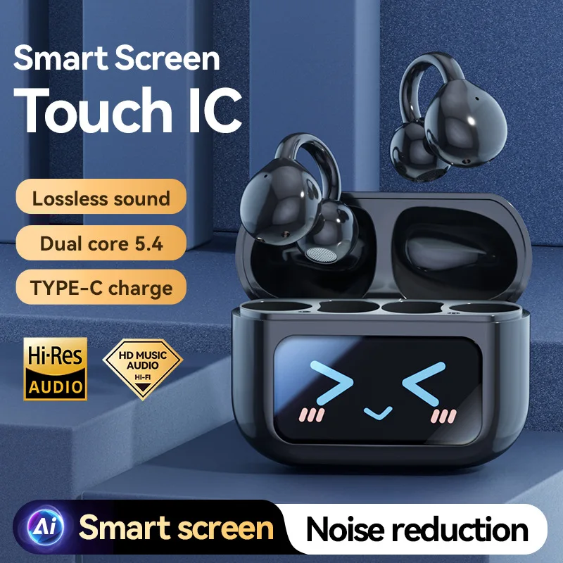 

Интеллектуальный перевод с искусственным интеллектом, Bluetooth-гарнитура, экран, зажим для ушей, беспроводная гарнитура без боли после ношения на длительное время