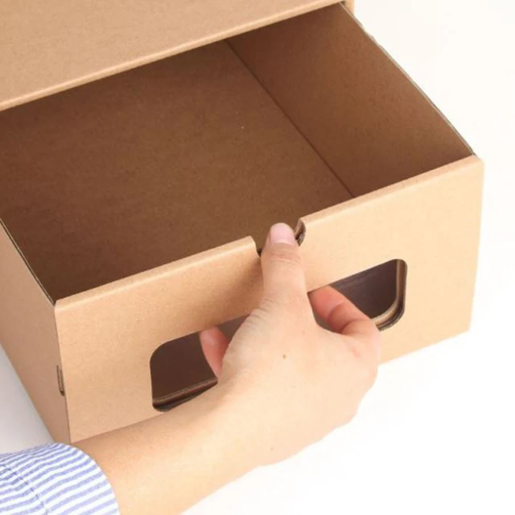

2pcs Paper Drawer Shoebox Transparent Shoebox Shoe Case Drawer-style Shoes Box Window Shoes Storage Container for Home (Khaki Wo