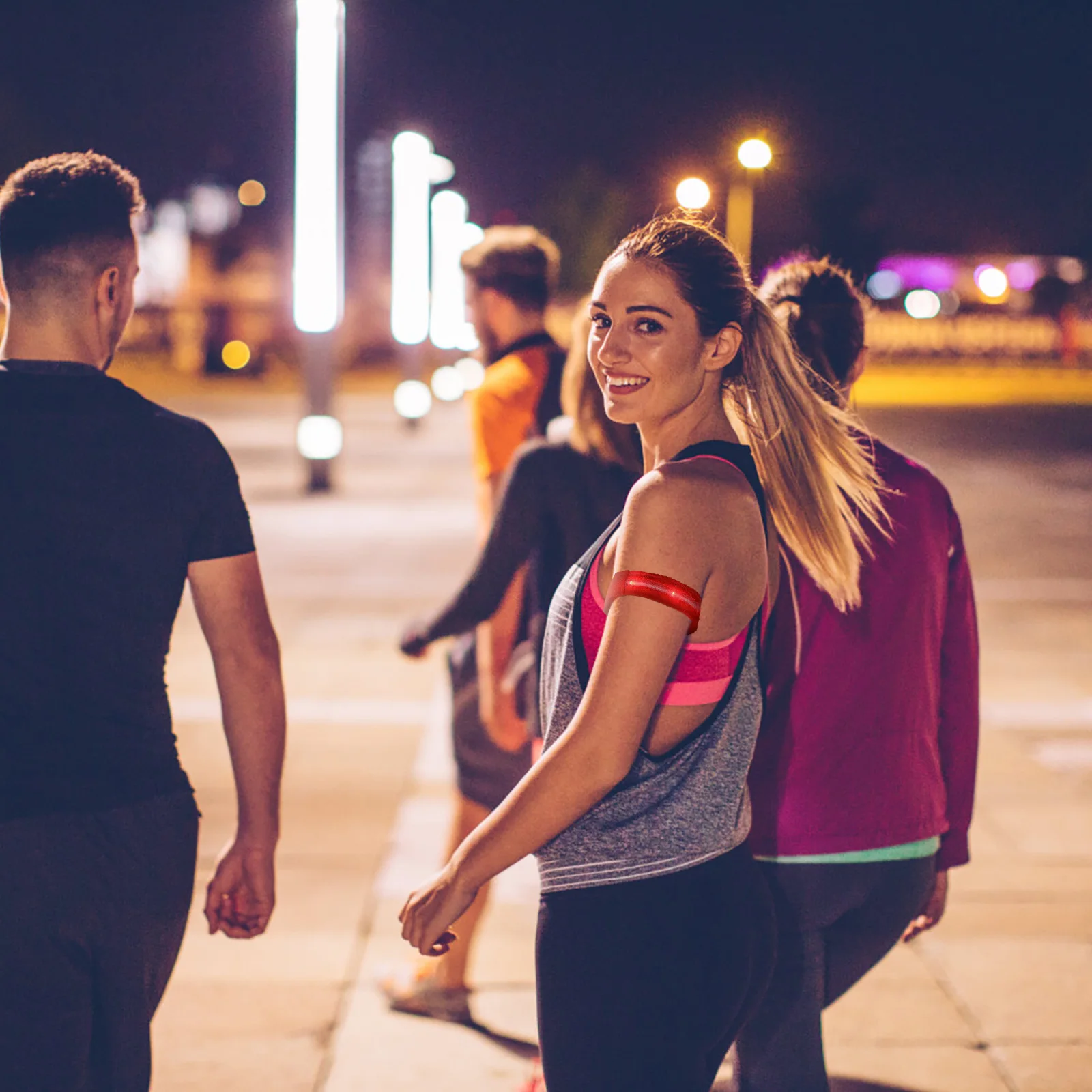 1 قطعة LED ضوء شارة قابل للتعديل تشغيل ليلة عاكسة السلامة معصمه خفيفة الوزن متوهجة Armlet ليلة في الهواء الطلق #6