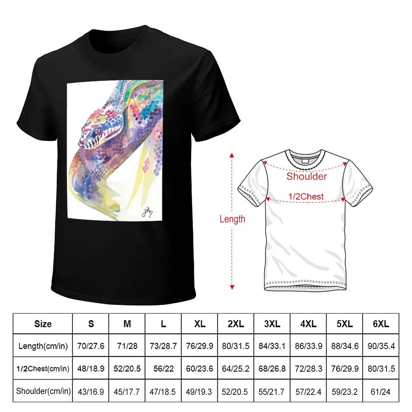 Black Python in multicolour T-Shirt blue archive shirts graphic tee kawaii clothes Short sleeve tee men