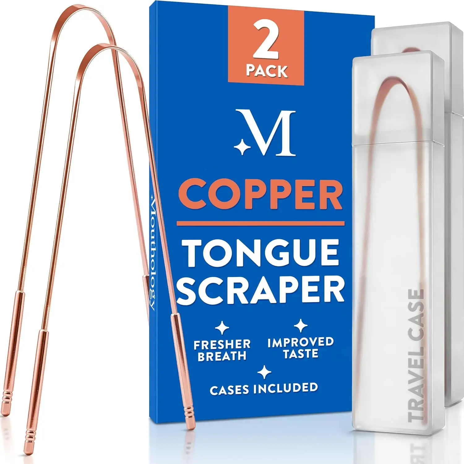 

Copper Tongue Scraper for Adults 2 Pack, Reduce Bad Breath, Metal Tongue Cleaner Reusable
