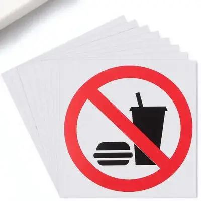 4 قطع لا توجد طعام أو مشروبات، ملصق لاصق من مادة PVC لافتة جدار الباب، ملصق تحذير مكتب المطاعم، سهل التركيب