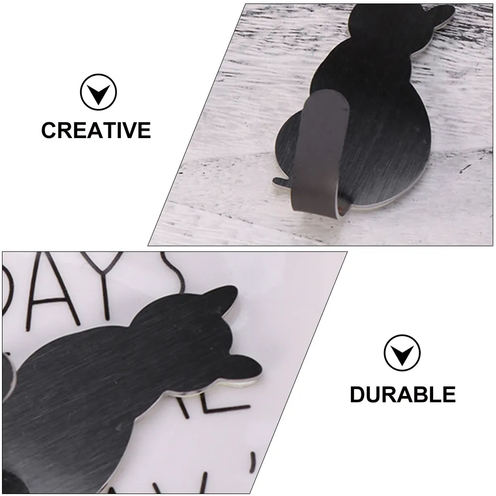 6Pcs Stainless Steel Adhesive Hooks Cat Shape Wall Clothes Hangers for Bathroom Bedroom Kitchen Towel Hat Key Storage Home Decor